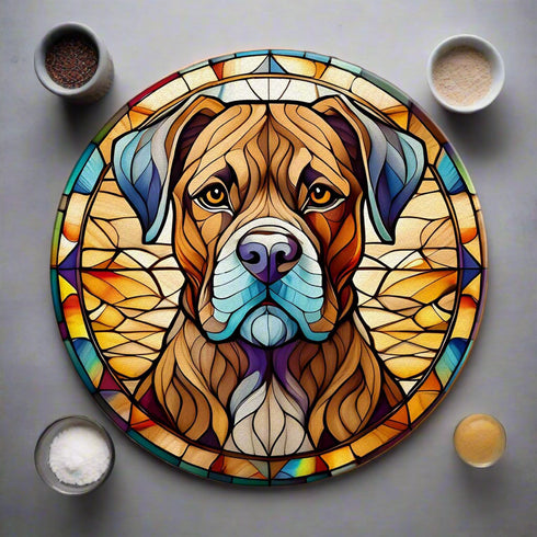 Boxer Brindle Circular Glass Suncatcher Worktop Saver